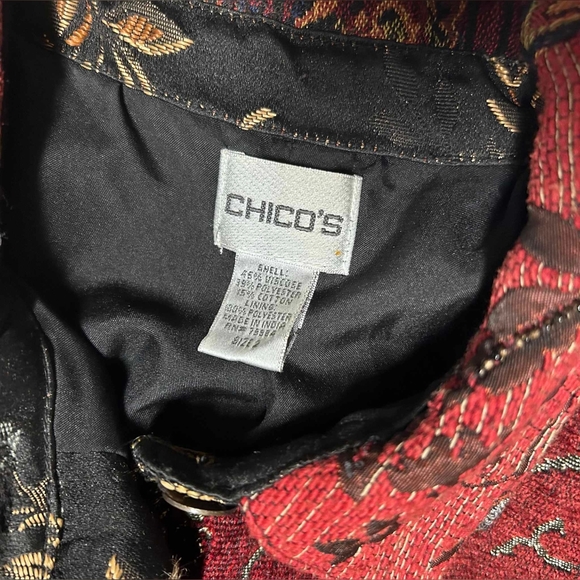 Chicos Tapestry Jacket Patchwork Dressy Embroidered Beaded Womens Large - Picture 4 of 6